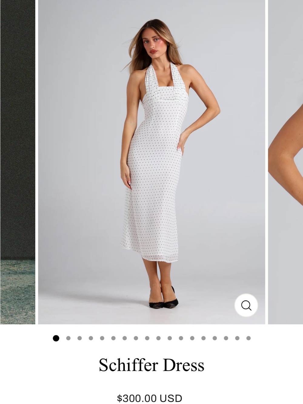 Amelie Teje white polka dot midi dress